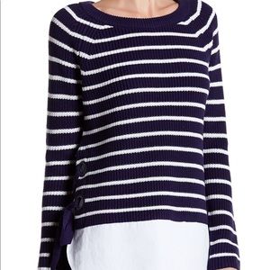 Cable & Gauge Stripe Lace-Up Sweater